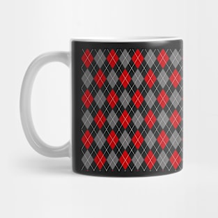 Argyle Red and Grey Mug